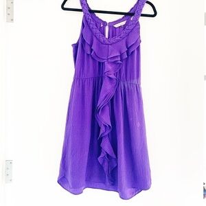 REBECCA TAYLOR Purple Silk Ruffle Dress Size 6
